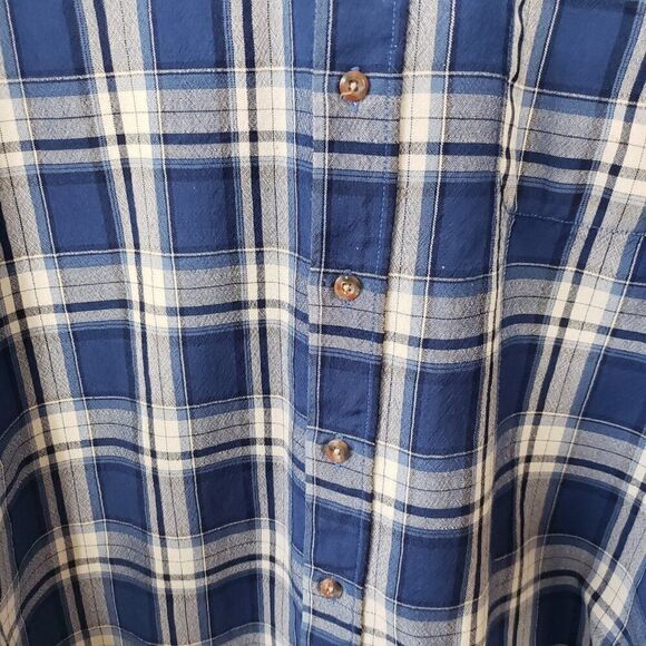 Pendleton VTG 100% Virgin Wool Flannel Shirt Mens Size L Long Blue Plaid *Flaw - Picture 5 of 11